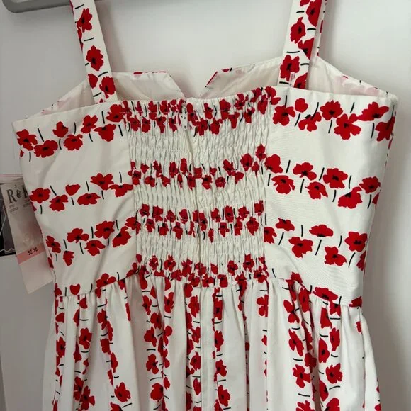 Vintage R&K Originals Red Poppy Flower Built in Bra Fit and Flare Sundress 10 - Picture 9 of 15